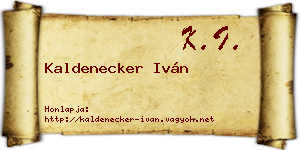 Kaldenecker Iván névjegykártya